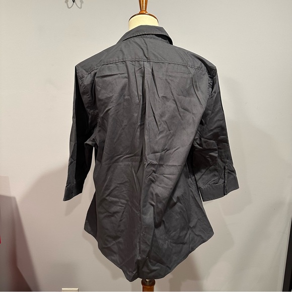 Women’s XXL Slate Gray Button-Down Blouse - Elbow-Length Sleeves - Picture 2 of 6